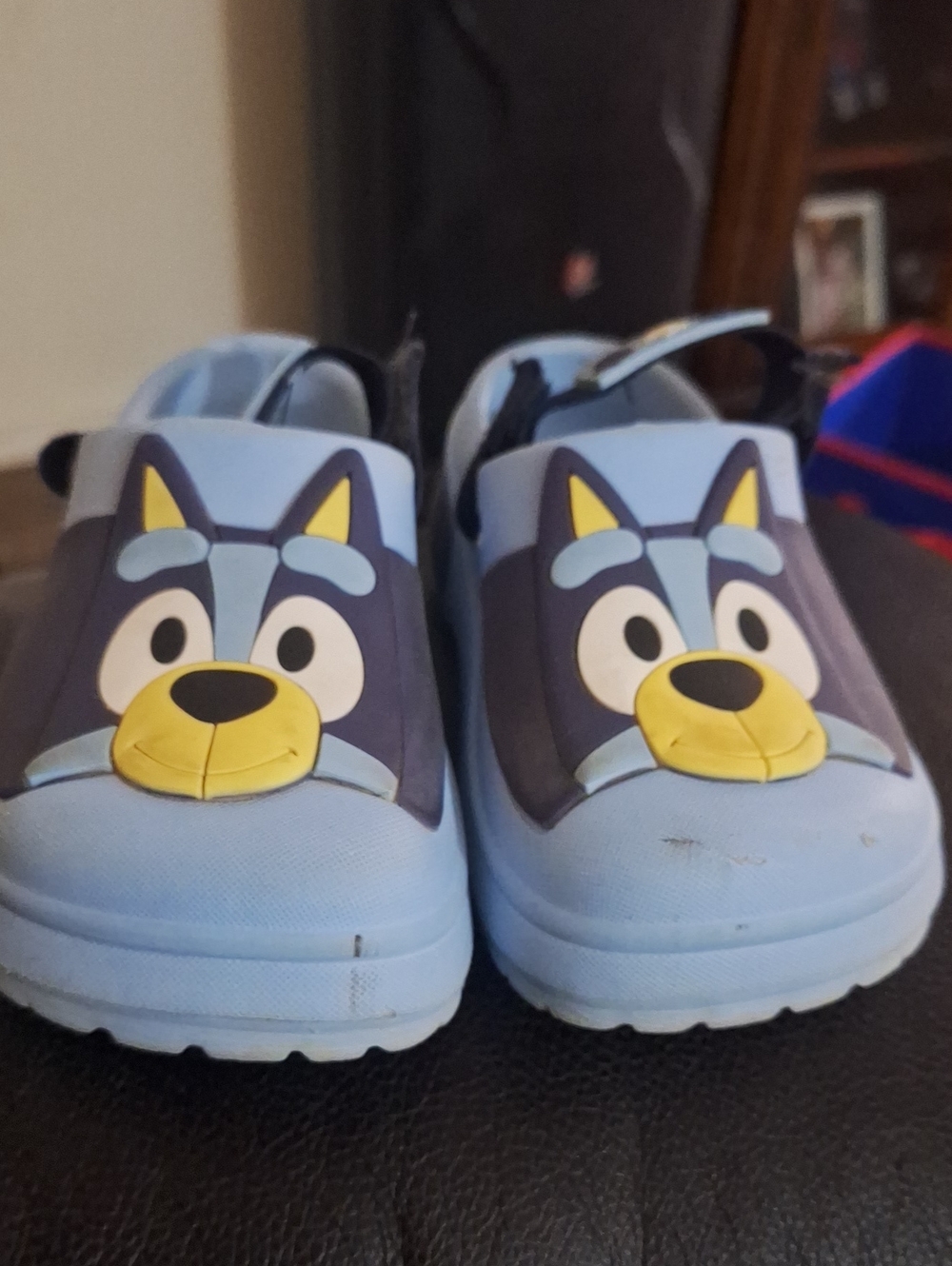 Kids Blue Character Slip-On Slippers with Playful Puppy Face